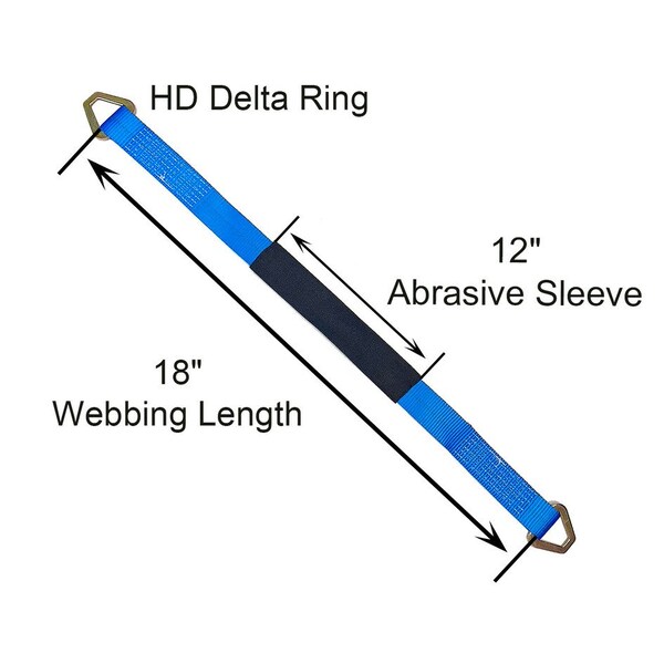 2 X 18 Axle Straps W/ Sleeve & D Rings WLL: 3, 333 Lbs. , PK12